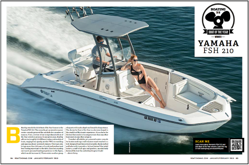 Boating Magazine Names Yamaha 210 FSH 2018 Boat of the Year